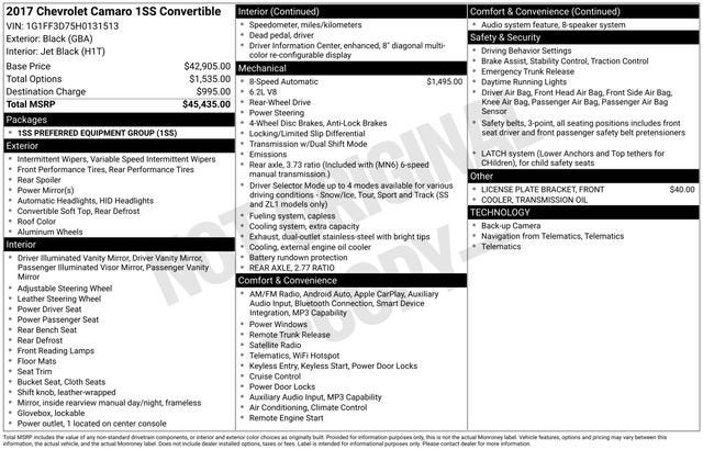 2017 Chevrolet Camaro 1SS