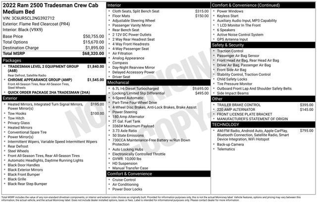 2022 RAM 2500 Tradesman Crew Cab 4x4 6'4' Box