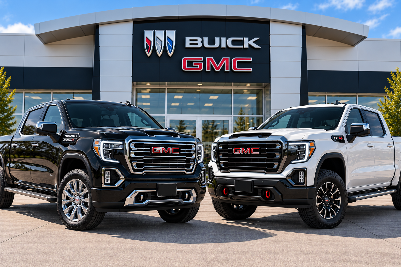 gmc-sierra's-in-front-of-dealership