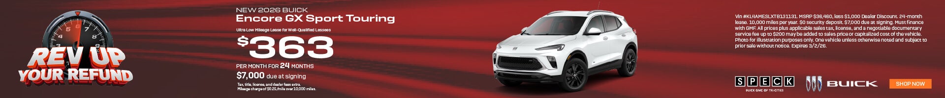 363 per month lease buick encore gx
