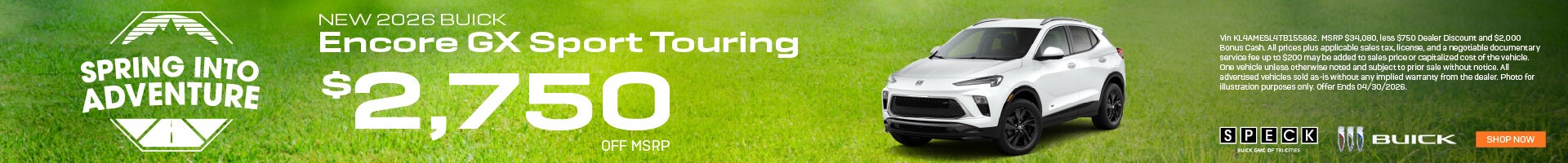 2750 off msrp on a new 2026 buick encore gx