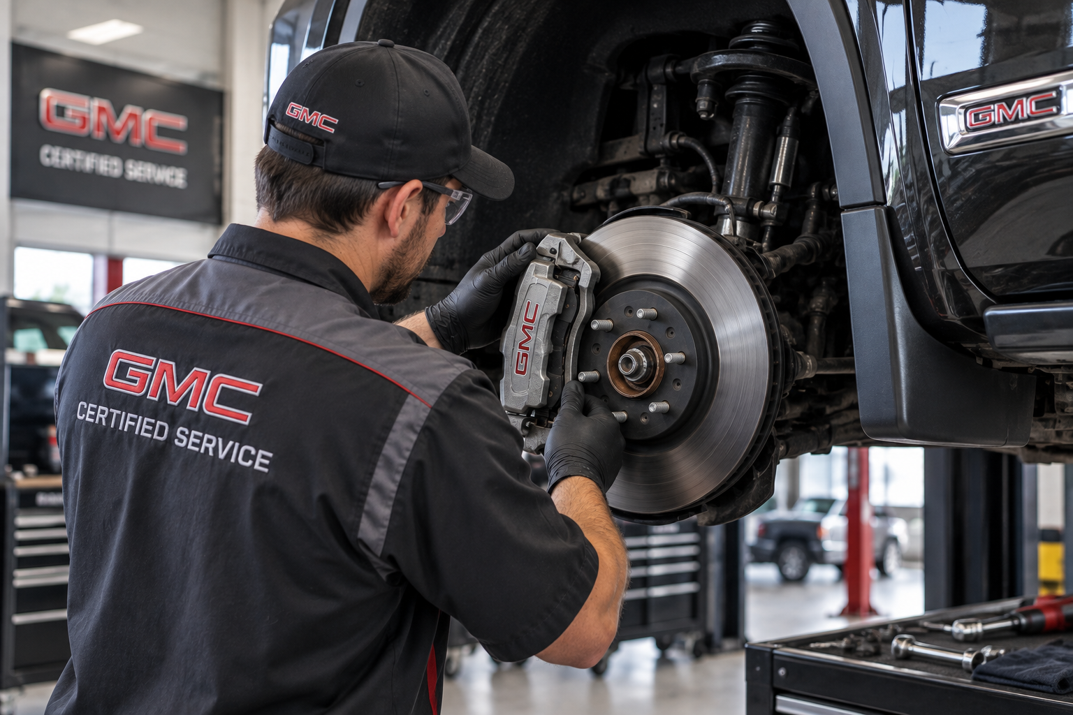 technician working on brakes
