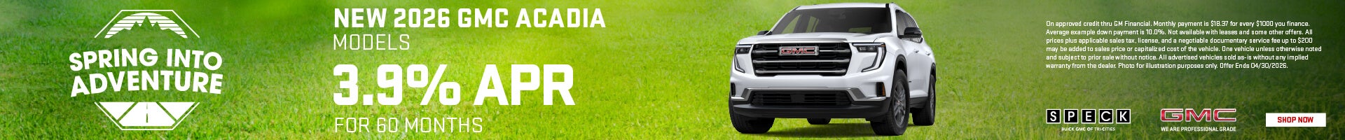 3.9 apr for 60 months on a new acadia