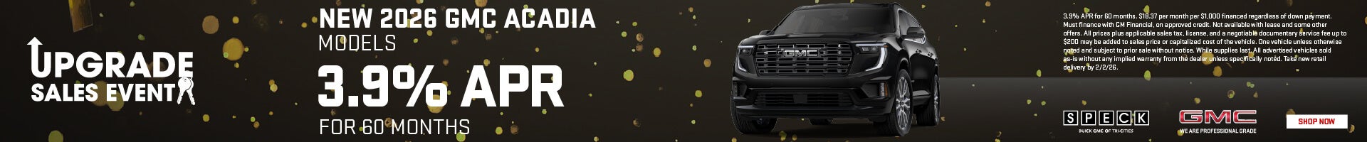 3.9% apr on new gmc acadia models