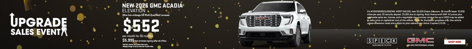 new 2026 gmc acadia lease for 552 per month