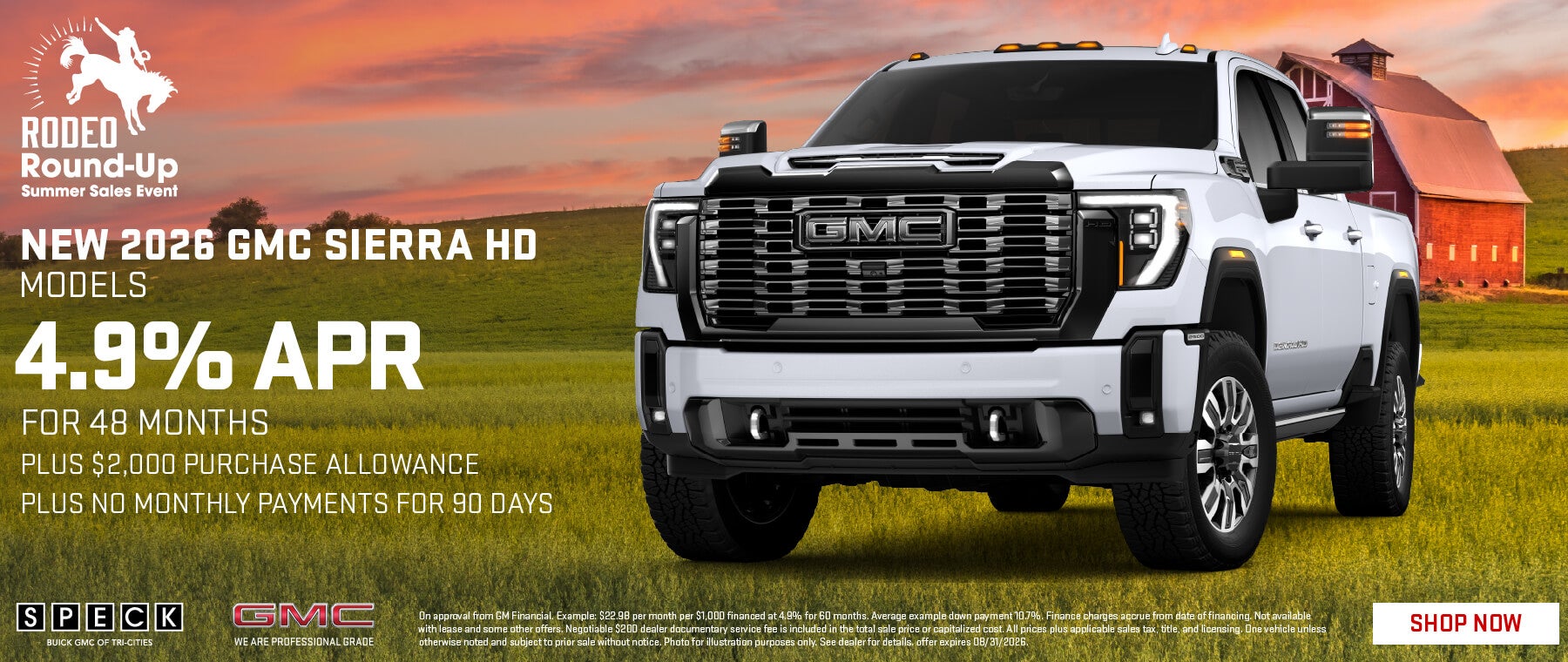 4.9 apr for 48 months 2026 gmc sierra hd