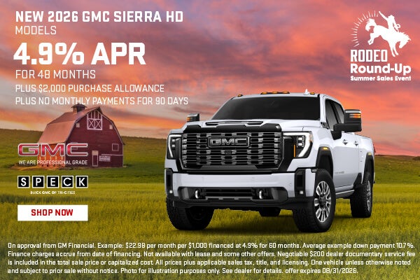 4.9 apr for 48 months 2026 gmc sierra hd