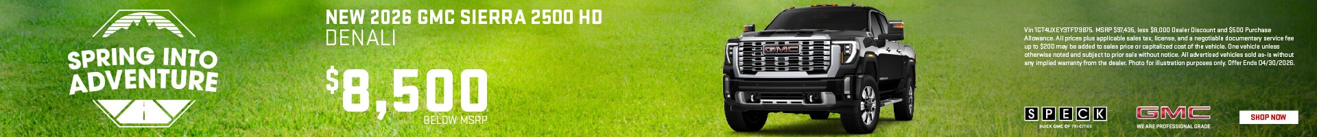 8500 off msrp on a new 2026 gmc sierra 2500