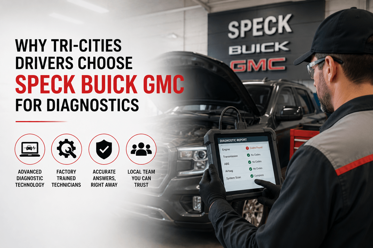 Speck Buick GMC service technician performing diagnostics